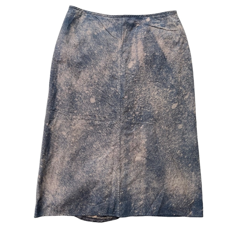 Banana Republic Women’s Size 12 Blue, Tan, Acid Wash Denim Look Lined Midi Skirt